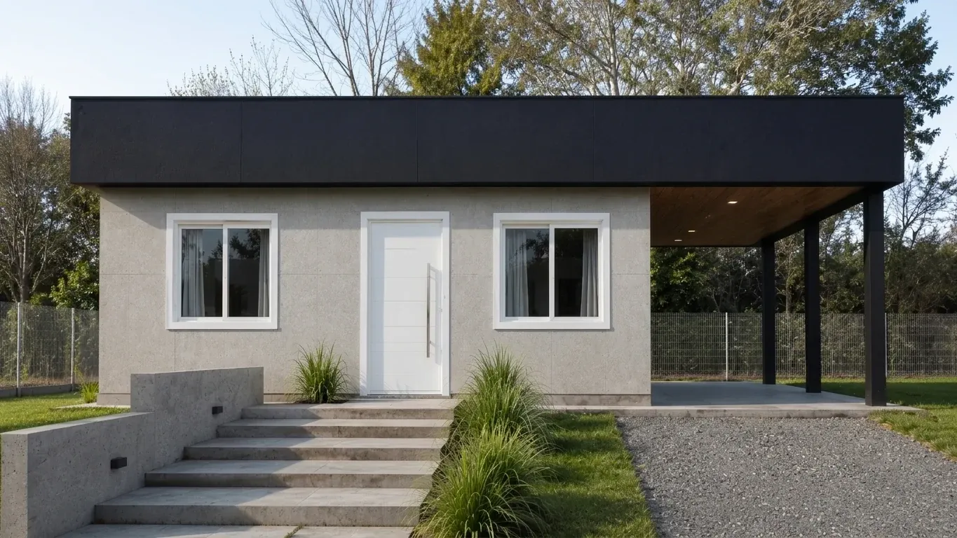Vivienda minimalista prefabricada de Tu Cassa con techo plano